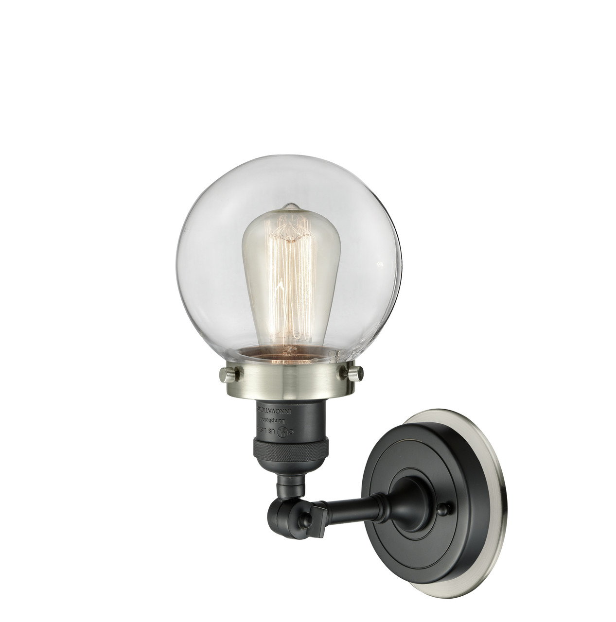 INNOVATIONS LIGHTING 203BK-BPSN-HRSN-G202-6 Beacon Sconce INNOVATIONS LIGHTING 203BK-BPSN-HRSN-G202-6 Beacon Sconce
