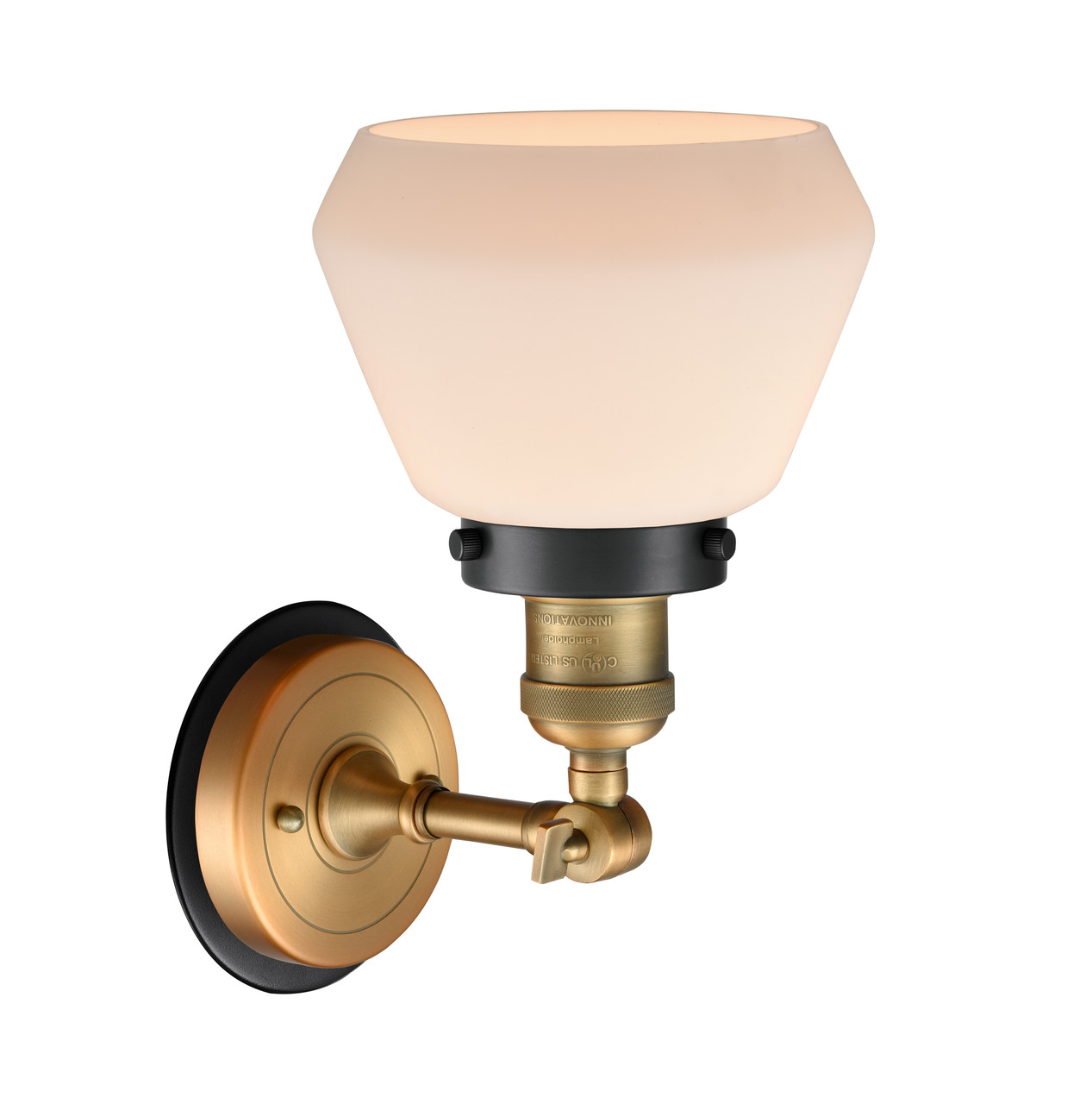 INNOVATIONS LIGHTING 203BB-BPBK-HRBK-G171 Fulton 1 Light Mixed Metals Sconce INNOVATIONS LIGHTING 203BB-BPBK-HRBK-G171 Fulton 1 Light Mixed Metals Sconce