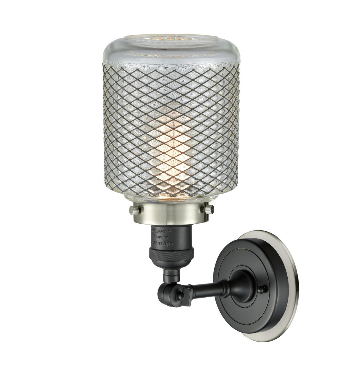 INNOVATIONS LIGHTING 203BK-BPSN-HRSN-G262 Stanton 1 Light Mixed Metals Sconce INNOVATIONS LIGHTING 203BK-BPSN-HRSN-G262 Stanton 1 Light Mixed Metals Sconce