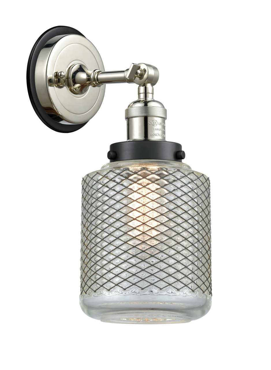 INNOVATIONS LIGHTING 203PN-BPBK-HRBK-G262 Stanton 1 Light Mixed Metals Sconce INNOVATIONS LIGHTING 203PN-BPBK-HRBK-G262 Stanton 1 Light Mixed Metals Sconce