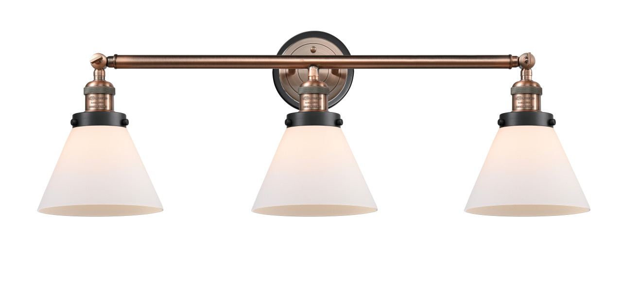 INNOVATIONS LIGHTING 205AC-BPBK-HRBK-G41 Cone 3 Light Bath Vanity Light