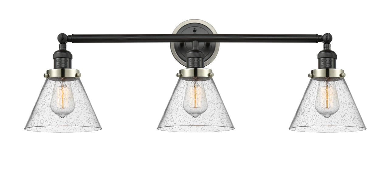 INNOVATIONS LIGHTING 205BK-BPPN-HRPN-G44 Cone 3 Light Bath Vanity Light