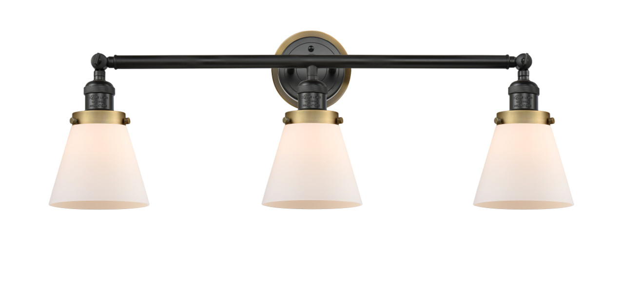 INNOVATIONS LIGHTING 205BK-BPBB-HRBB-G61 Small Cone 3 Light Bath Vanity Light