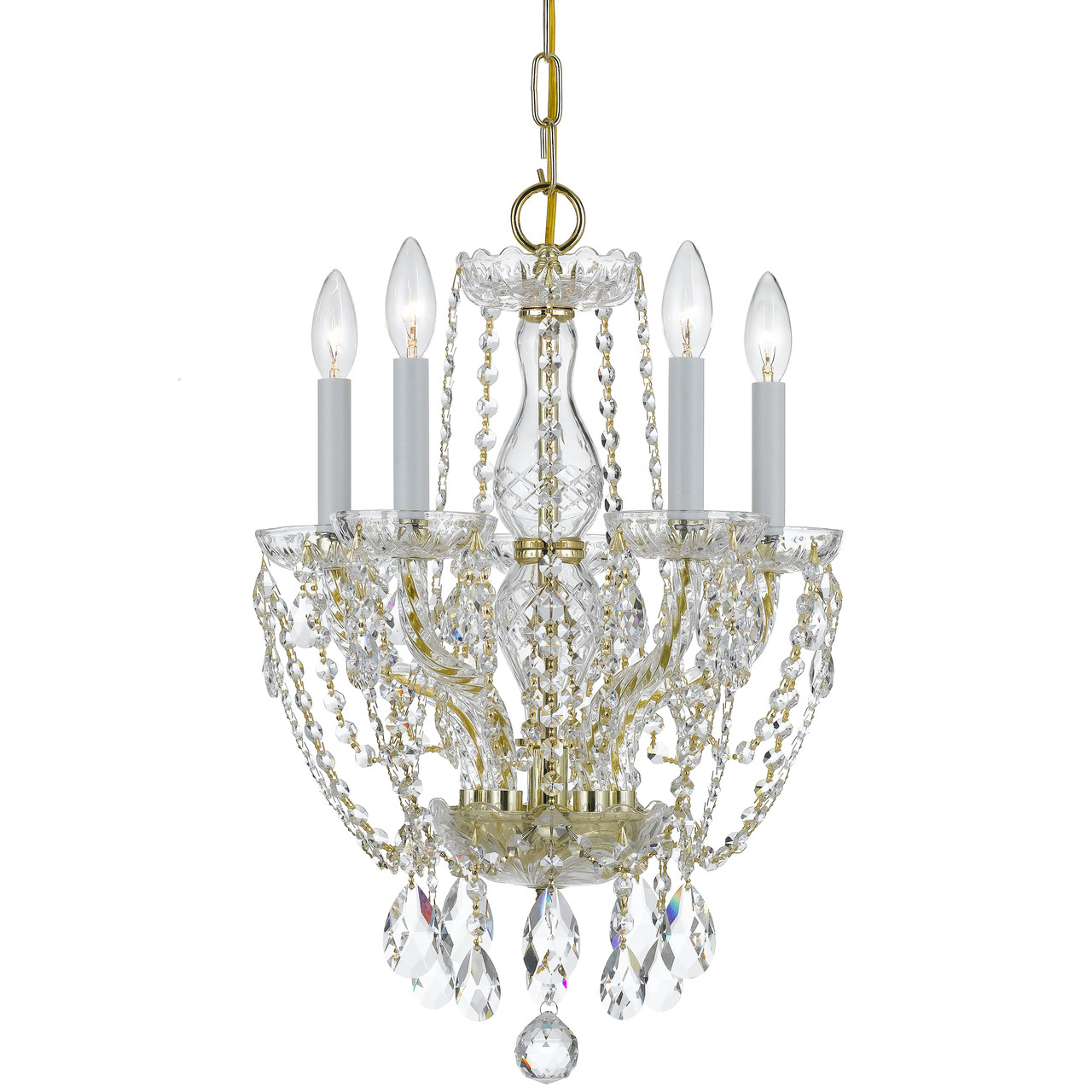 Crystorama 1129-PB-CL-S Traditional Crystal - Five Light Chandelier，  Crystal Style Options: Clear Swarovski Strass