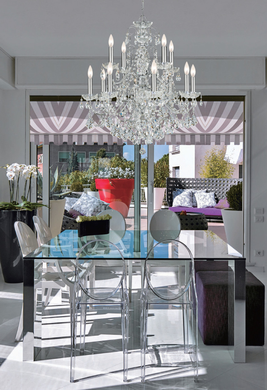 CRYSTORAMA 3228-CH-CL-MWP Imperial 12 Light Crystal Chrome Chandelier