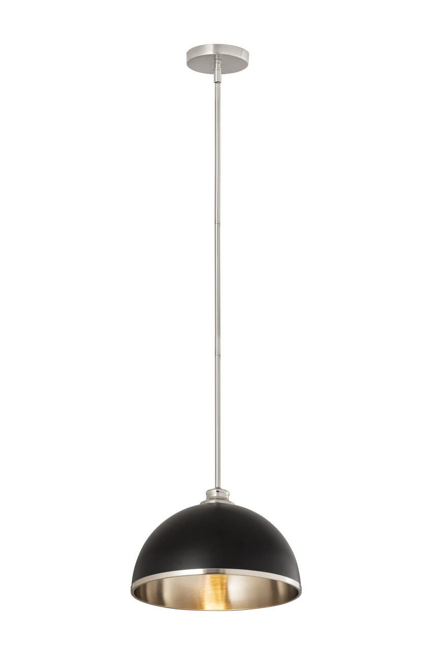 Z-LITE 1004P14-MB-BN 1 Light Pendant,Matte Black + Brushed Nickel