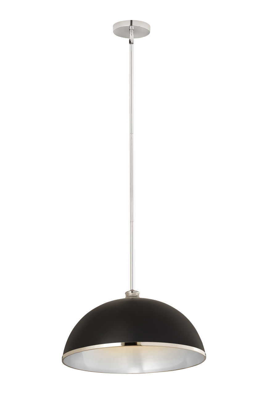 Z-LITE 1004P20-MB-CH 1 Light Pendant,Matte Black + Chrome