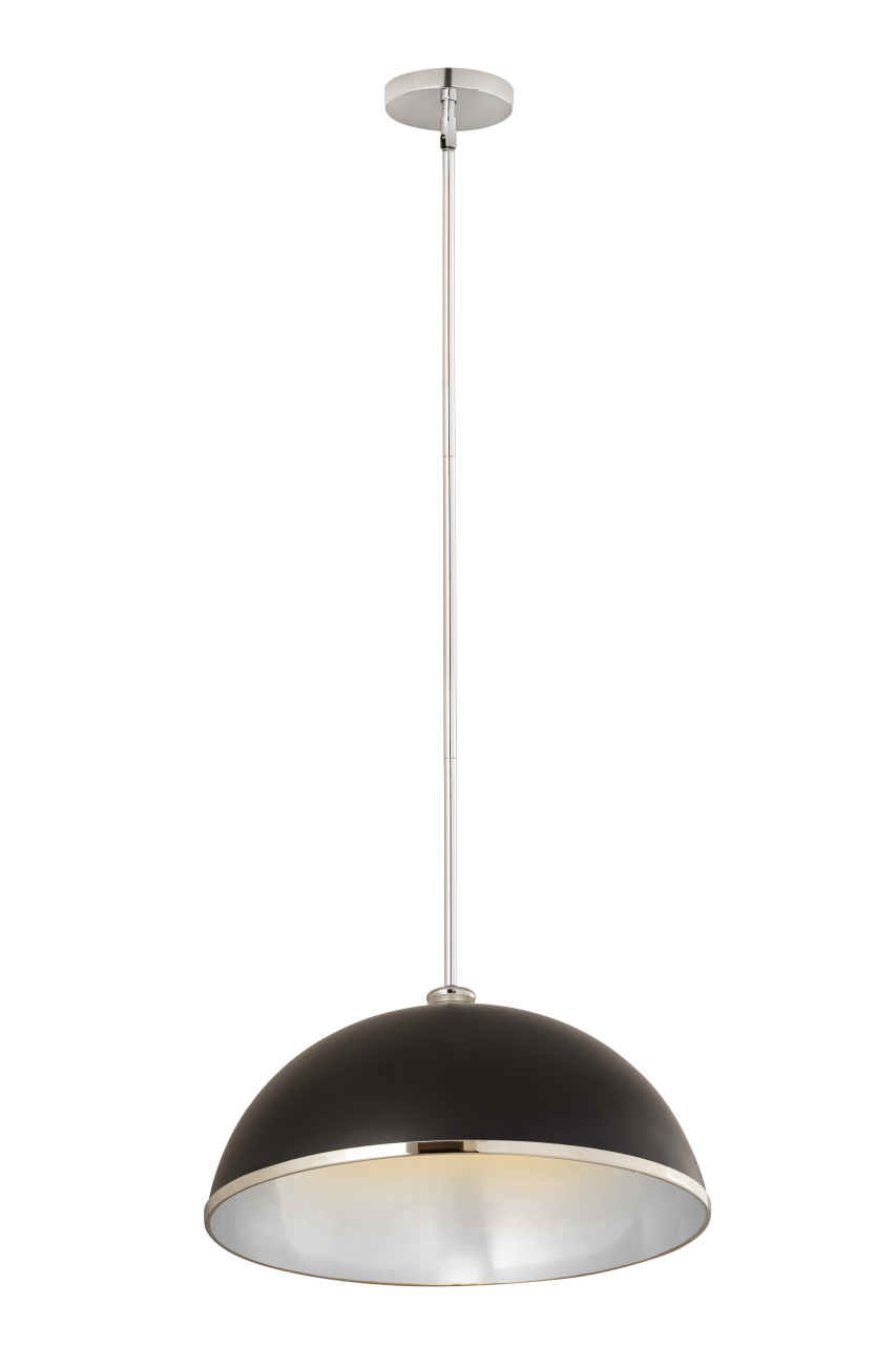 Z-LITE 1004P20-MB-CH 1 Light Pendant,Matte Black + Chrome