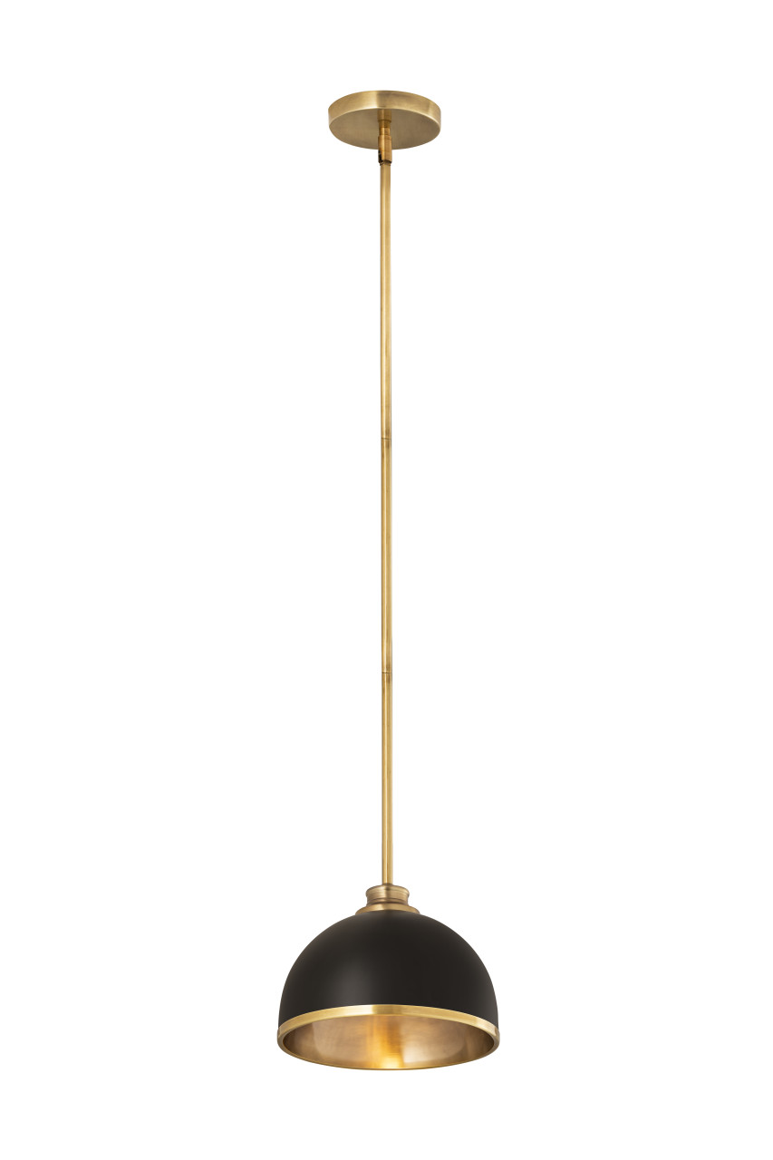 Z-LITE 1004P10-MB-RB 1 Light Pendant,Matte Black + Rubbed Brass