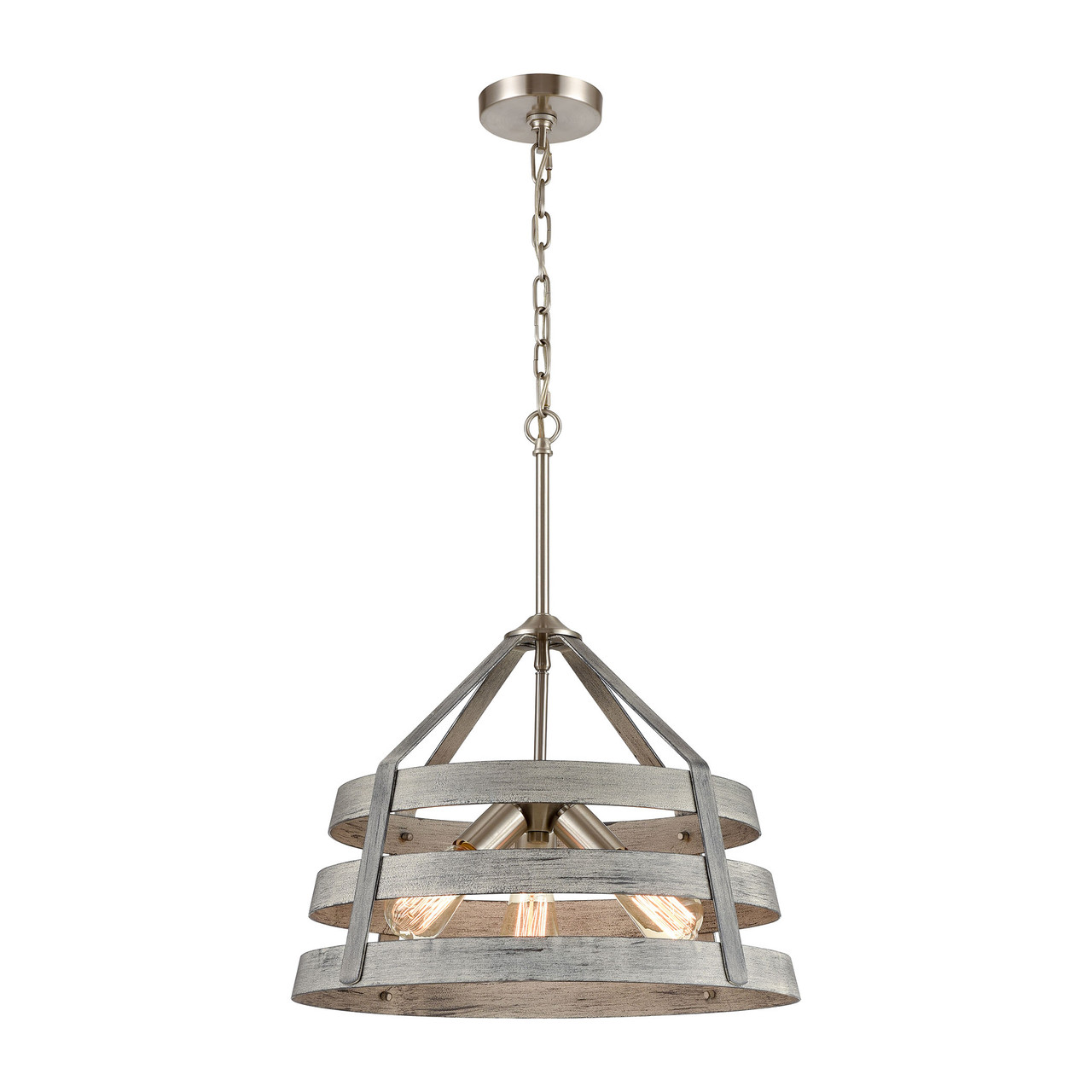 ELK LIGHTING 33457/3 Brigantine 3-Light chandelier in  Weathered Driftwood / Satin Nickel