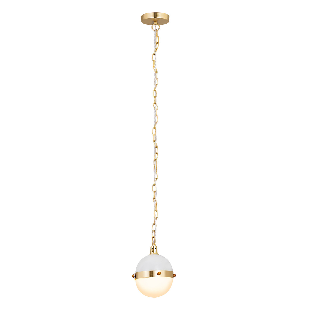 ELK LIGHTING 14534/1 Harmelin 1-Light mini pendant in  Satin Brass / White