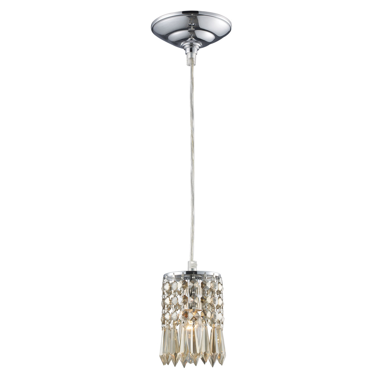 ELK LIGHTING 11208/1 Optix 1-Light Mini Pendant in Polished Chrome with Amber Teak Crystal