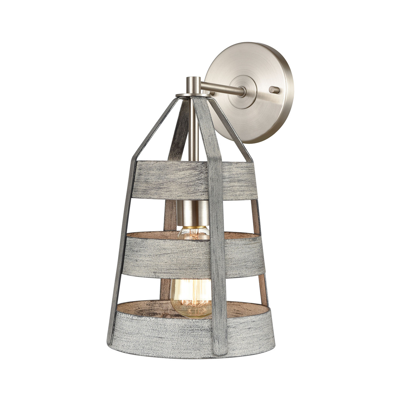 ELK LIGHTING 33450/1 Brigantine 1-Light sconce in  Weathered Driftwood / Satin Nickel