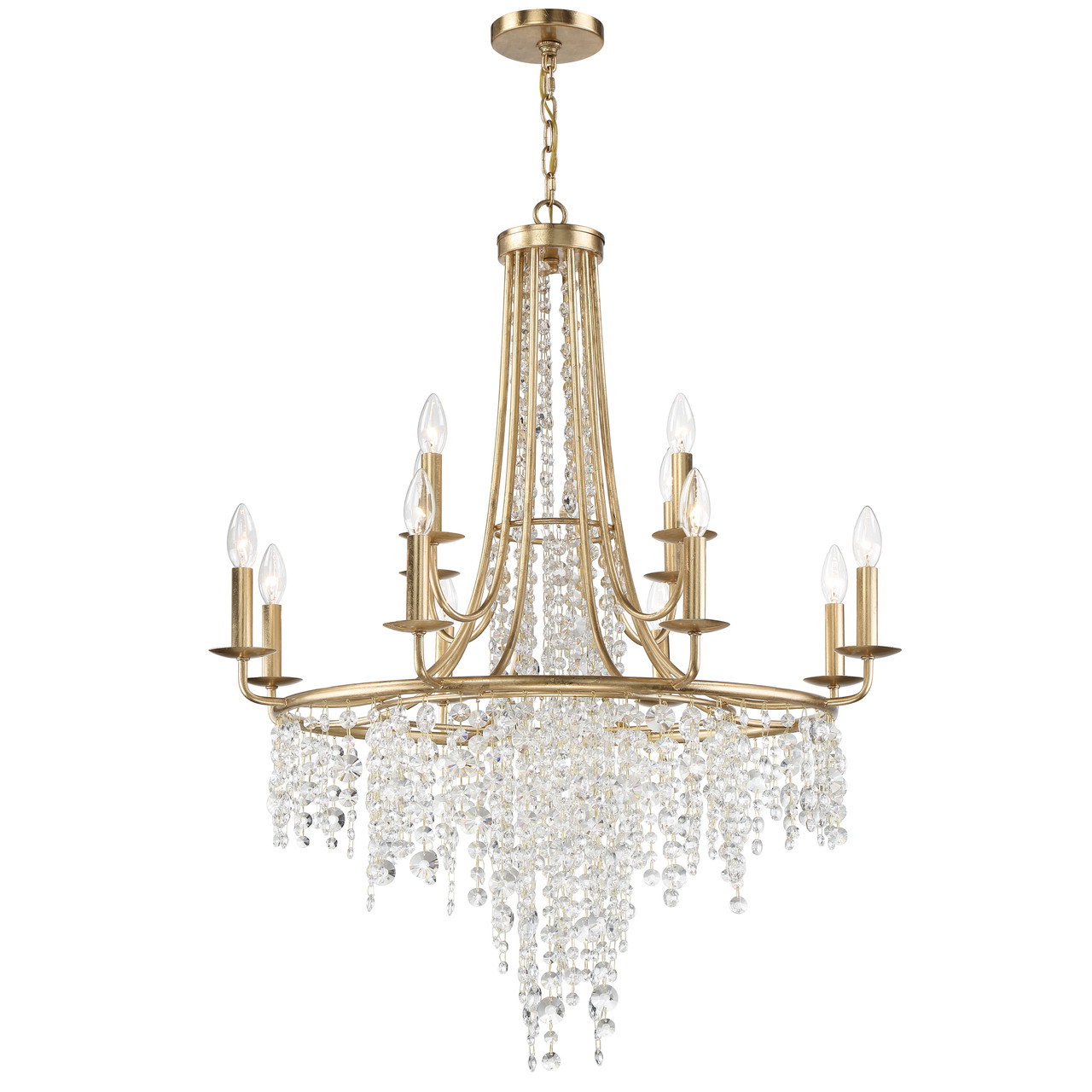 CRYSTORAMA GAB-B7312-GA Gabrielle 12 Light Antique Gold Chandelier