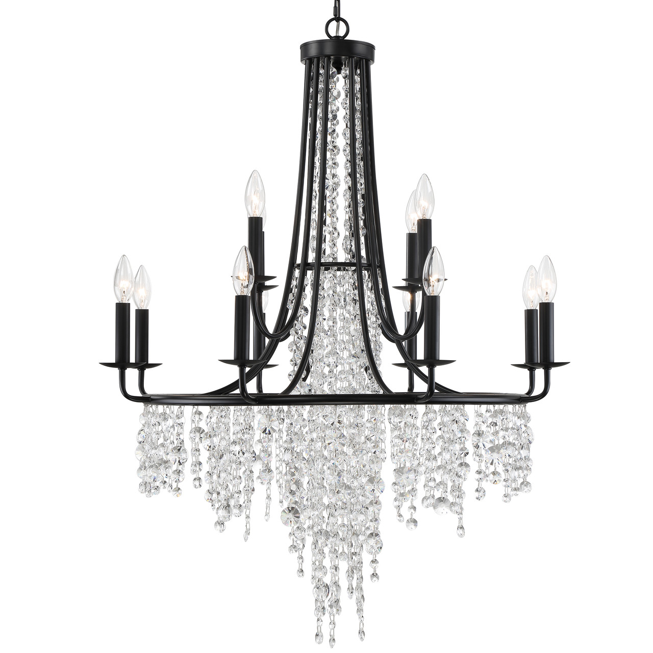 CRYSTORAMA GAB-B7312-MK Gabrielle 12 Light Matte Black Chandelier