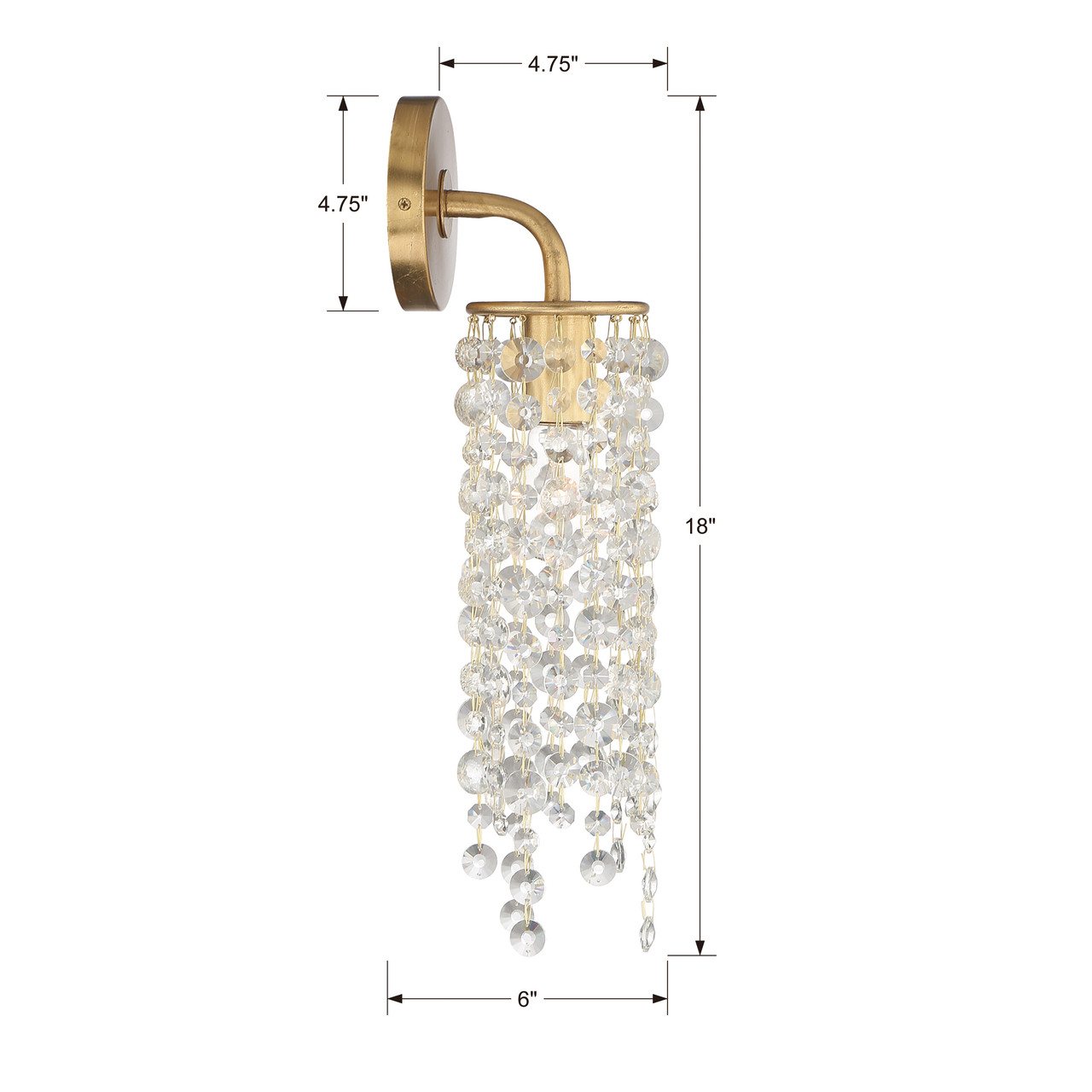 CRYSTORAMA GAB-B7311-GA Gabrielle 1 Light Antique Gold Wall Mount