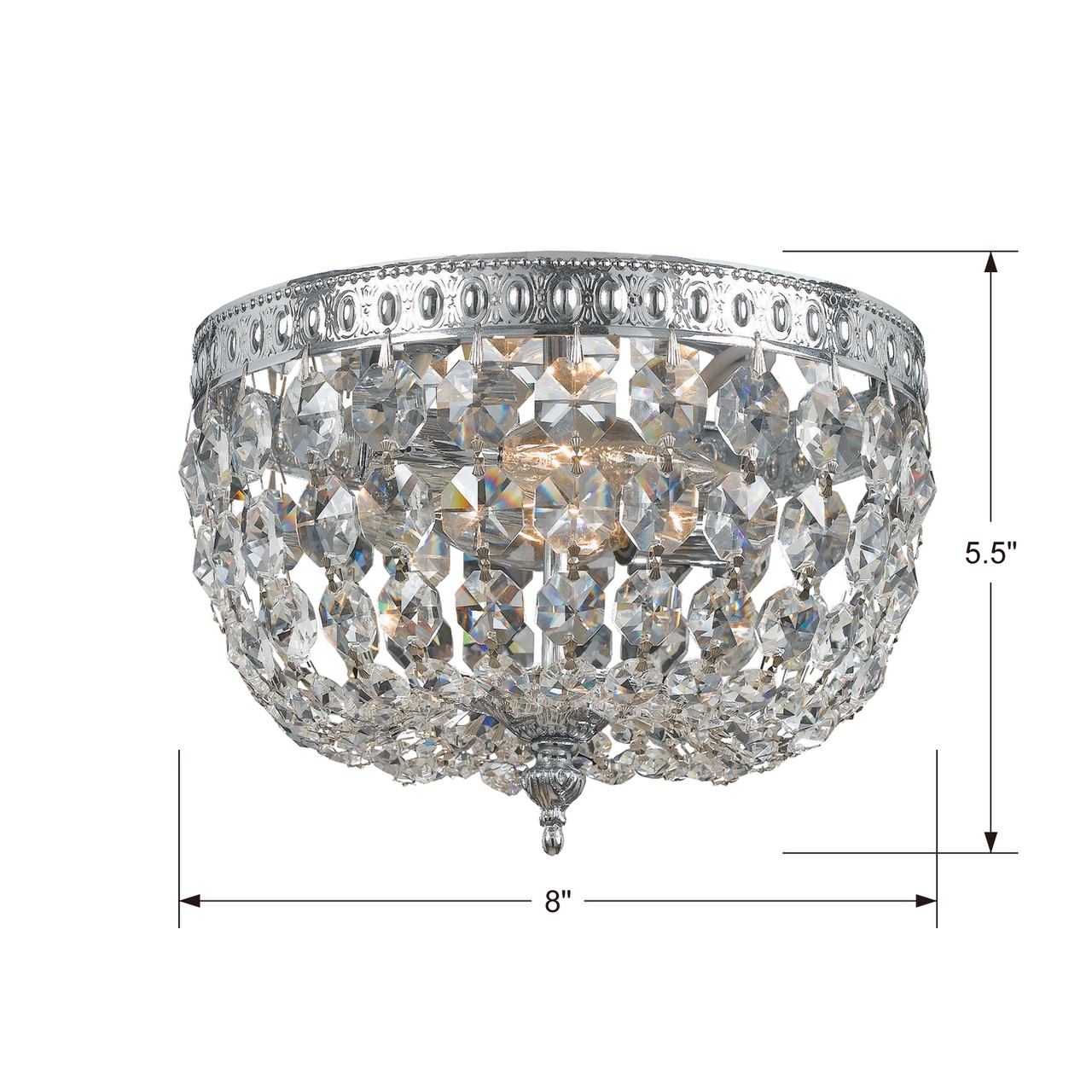 CRYSTORAMA 708-CH-CL-I Crystorama 2 Light Clear Crystal Chrome Ceiling Mount I