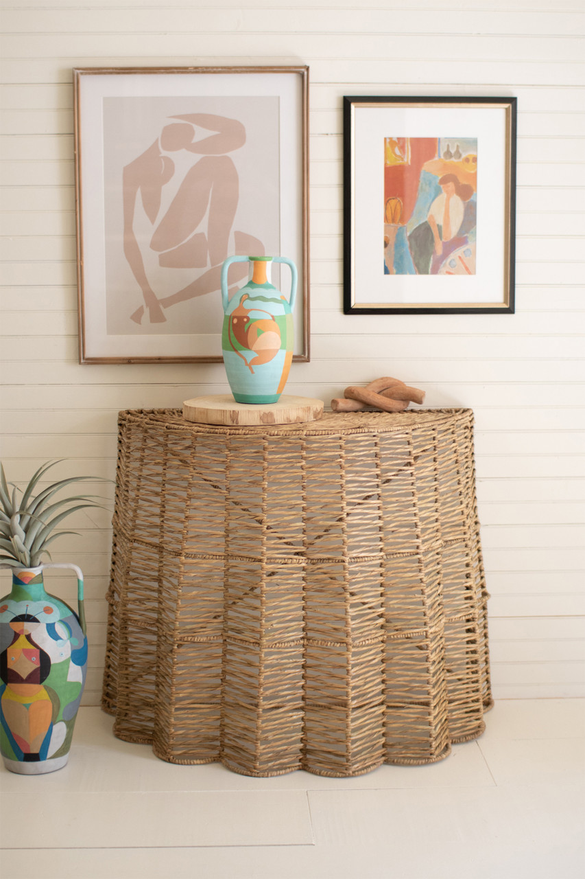 KALALOU A6317 RIPPLE SEAGRASS DEMI-LUNE TABLE