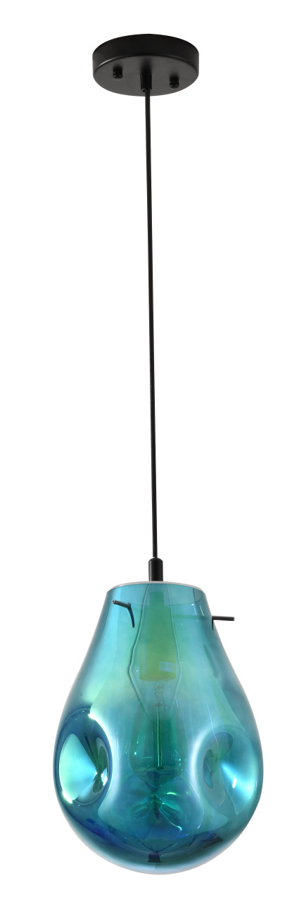 BETHEL INTERNATIONAL DLS49P8B 1-Light Pendant Black & Blue