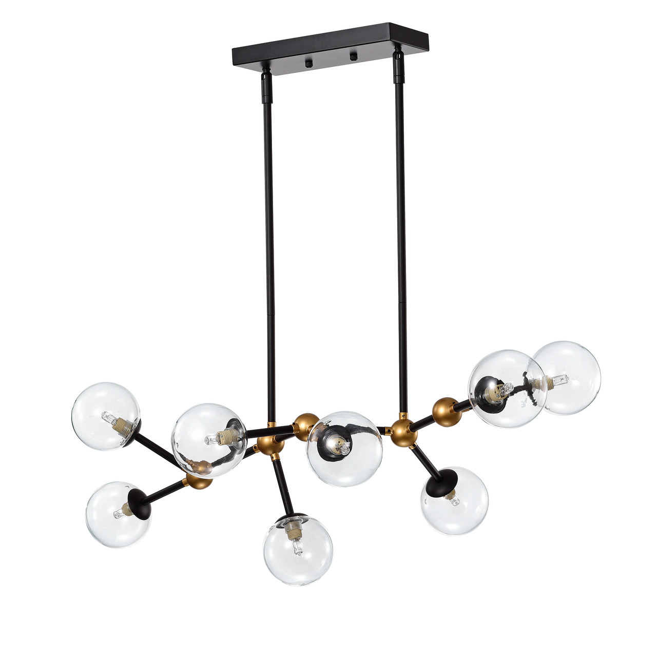 WAREHOUSE OF TIFFANY'S HM248/8BXG Enzo 18.9 in. 8-Light Indoor Matte Black and Gold Finish Chandelier with Light Kit
