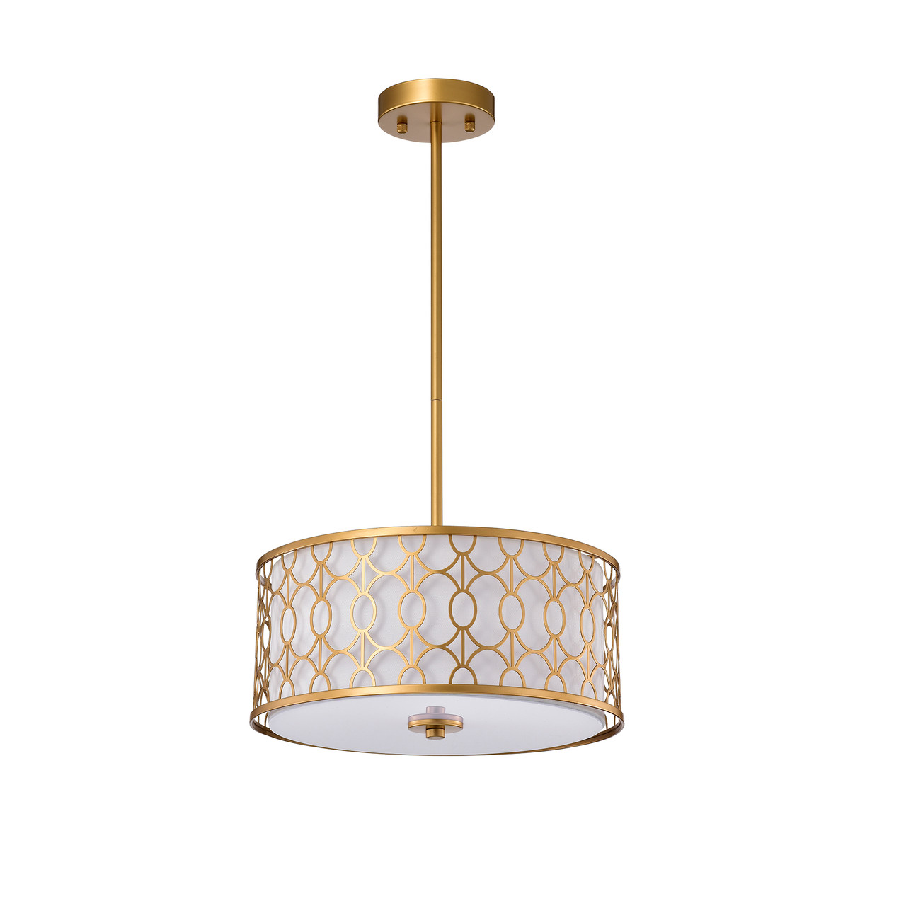 WAREHOUSE OF TIFFANY'S HM245/3MG Corrigan 14 in. 3-Light Indoor Matte Gold Finish Chandelier with Light Kit
