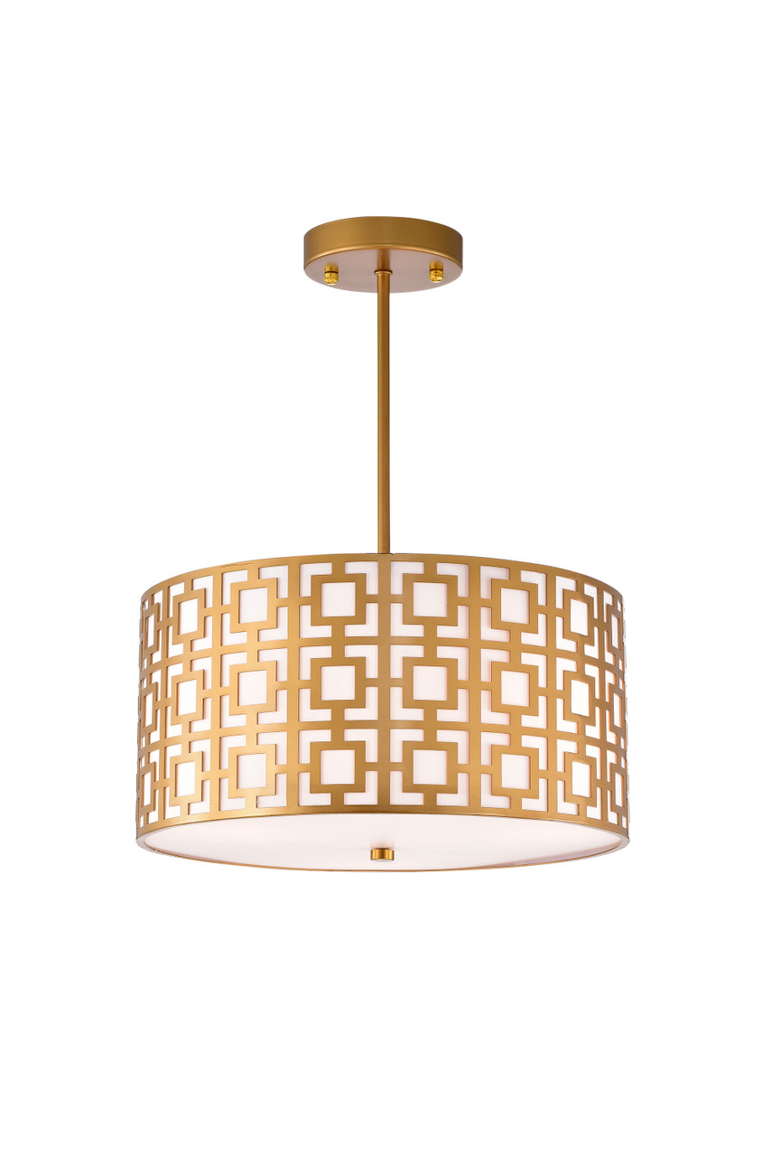 WAREHOUSE OF TIFFANY'S MD17/3 Lewis 14 in. 3-Light Indoor Gold Finish Chandelier with Light Kit