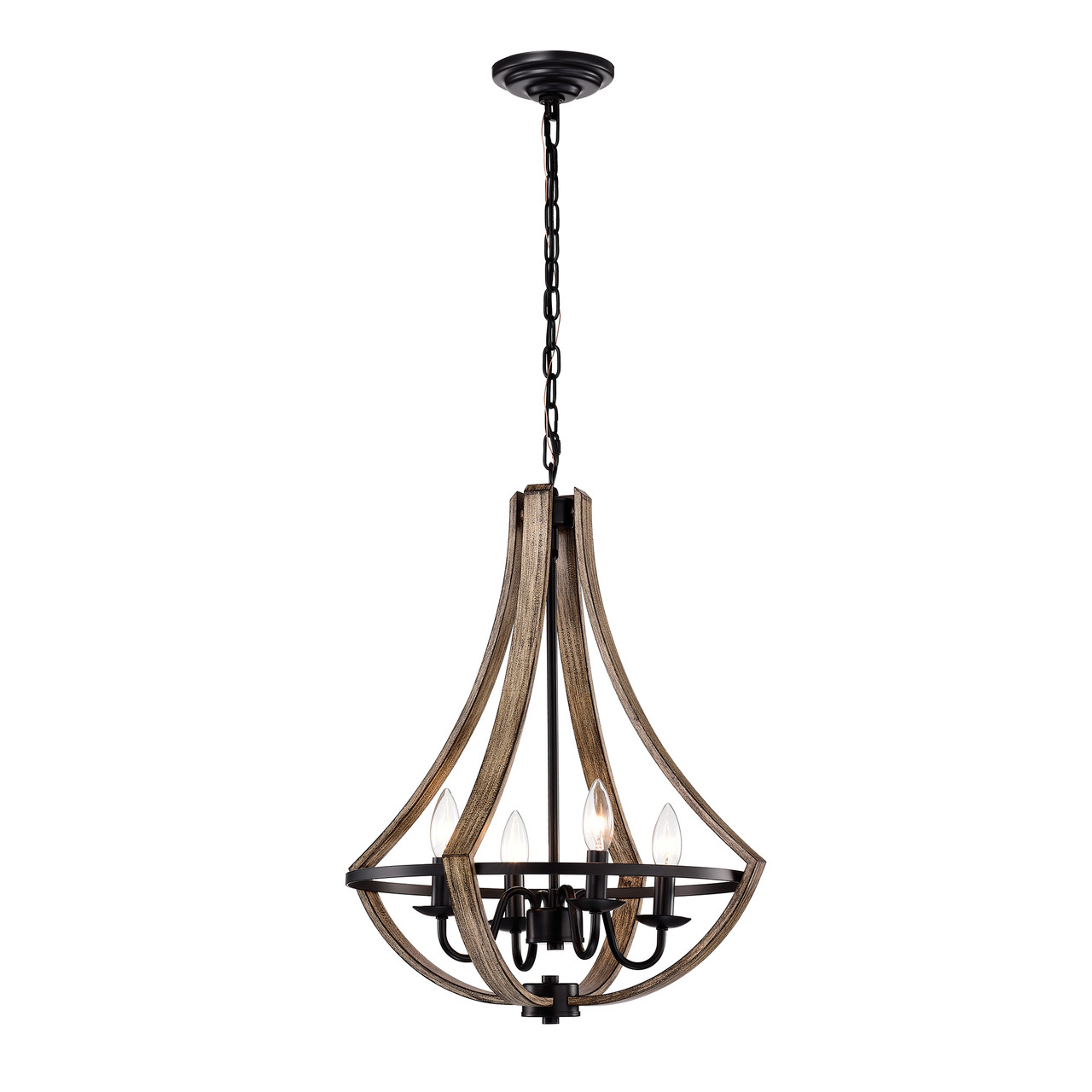 WAREHOUSE OF TIFFANY'S HM244/4BXI Perkins 18 in. 4 -Light Indoor Matte Black Finish Chandelier with Light Kit