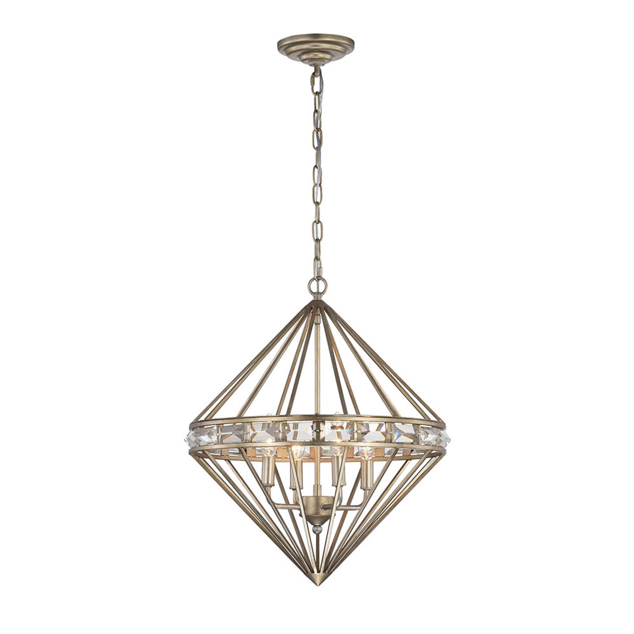 WAREHOUSE OF TIFFANY'S HM187/4AS Mayne 18 in. 4-Light Indoor Aged Silver Finish Chandelier with Light Kit