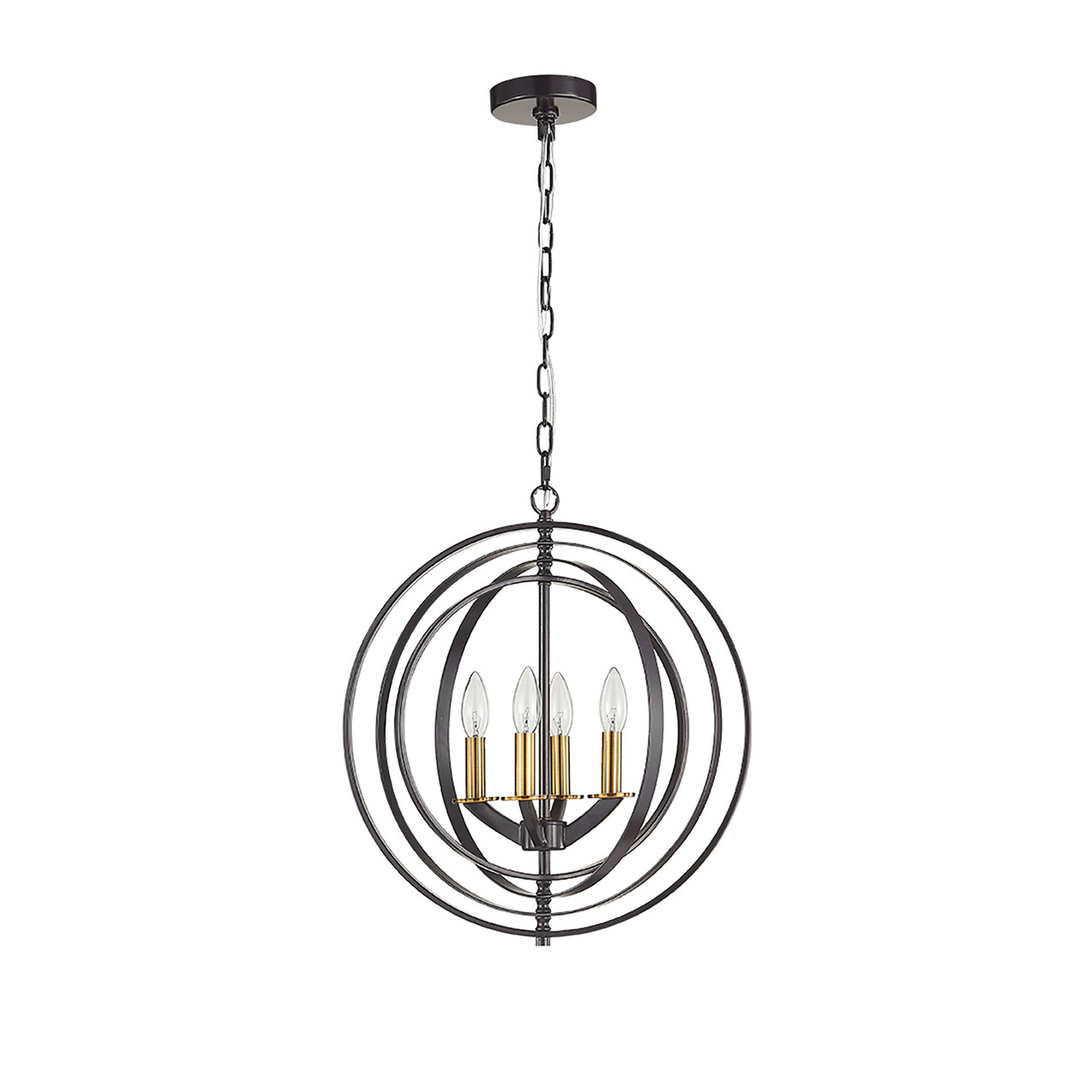 WAREHOUSE OF TIFFANY'S P2222-4 Jayce 18 in. 4-Light Indoor Bronze and Gold Finish Chandelier with Light Kit