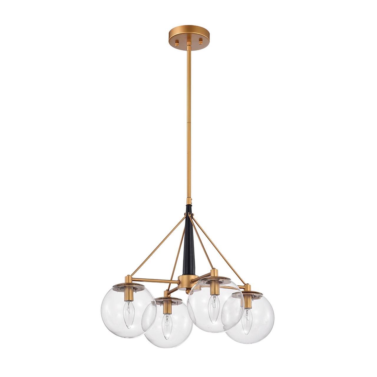 WAREHOUSE OF TIFFANY'S HM216/4BG Fidel 20 in. 4-Light Indoor Gold and Black Finish Chandelier with Light Kit