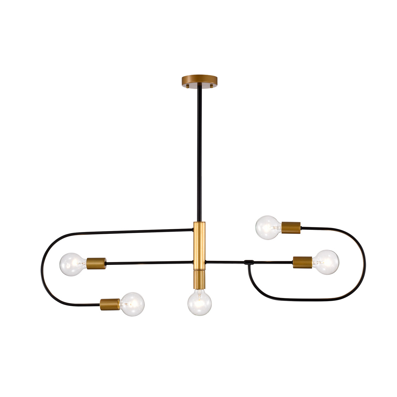 WAREHOUSE OF TIFFANY'S MD43/5MG Kohen 5 in. 5-Light Indoor Matte Black and Gold Finish Chandelier with Light Kit