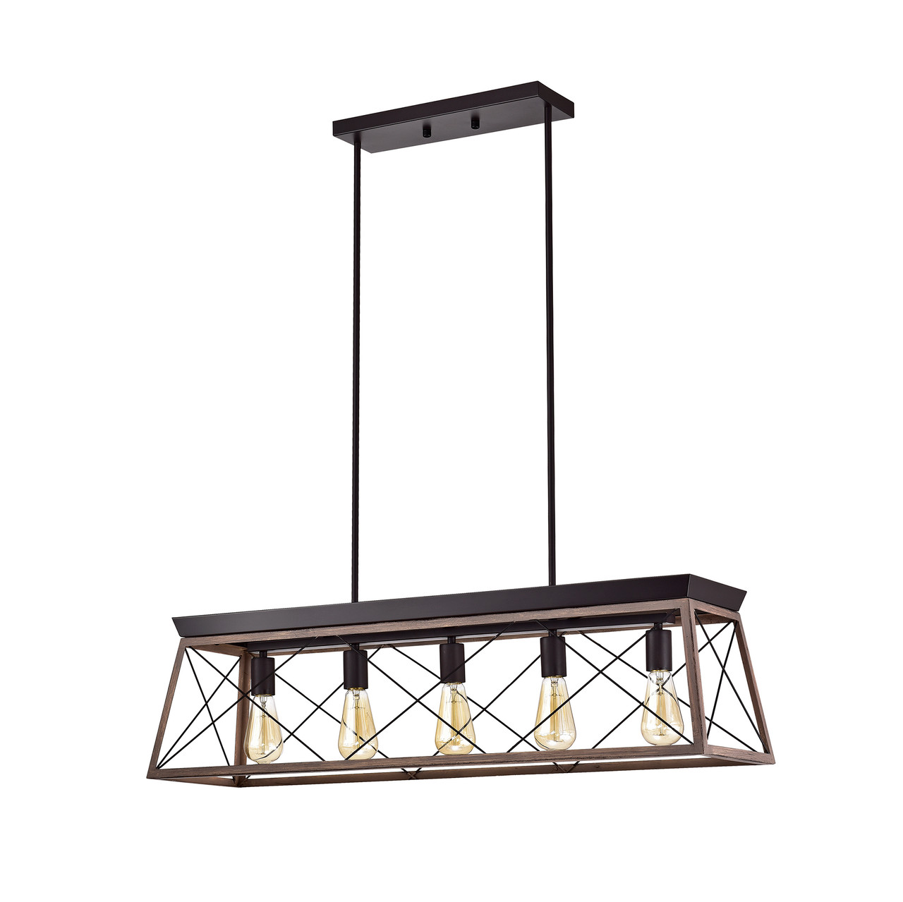 WAREHOUSE OF TIFFANY'S PD003-5IWG Harry 38 in. 5-LightIndoor Oil Rubbed Bronze Finish Chandelier with Light Kit