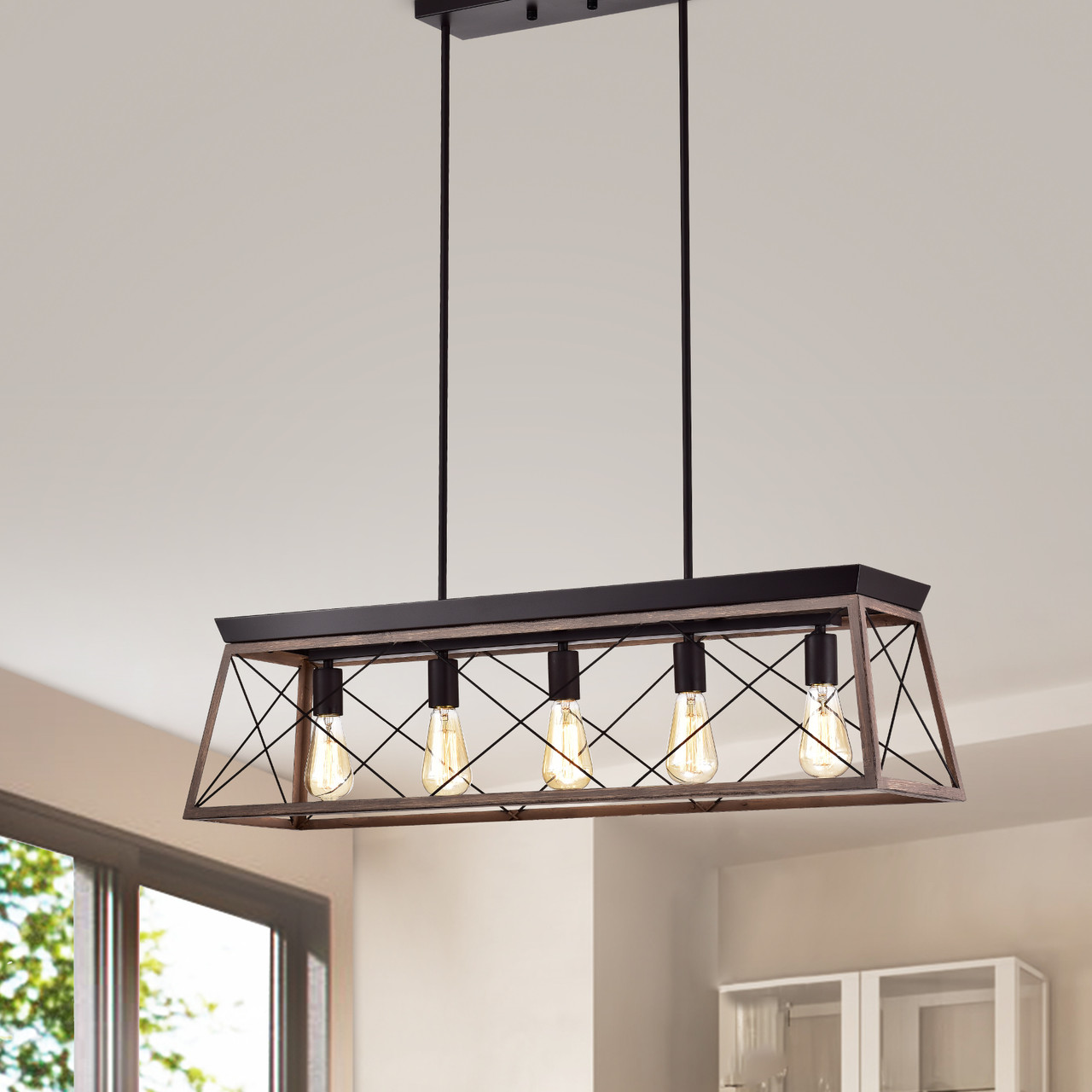 WAREHOUSE OF TIFFANY'S PD003-5IWG Harry 38 in. 5-LightIndoor Oil Rubbed Bronze Finish Chandelier with Light Kit