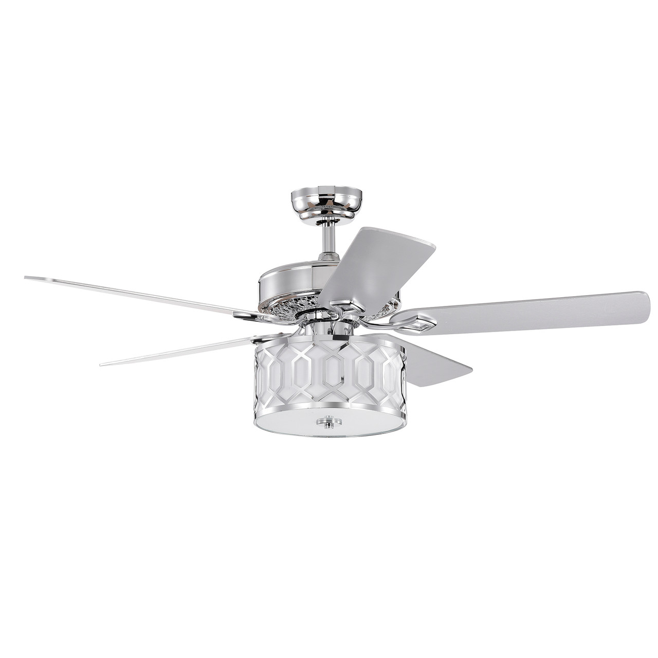 WAREHOUSE OF TIFFANY'S CFL-8484REMO/CH Manny 52 in. 3-Light Indoor Chrome Finish Remote Controlled Ceiling Fan with Light Kit