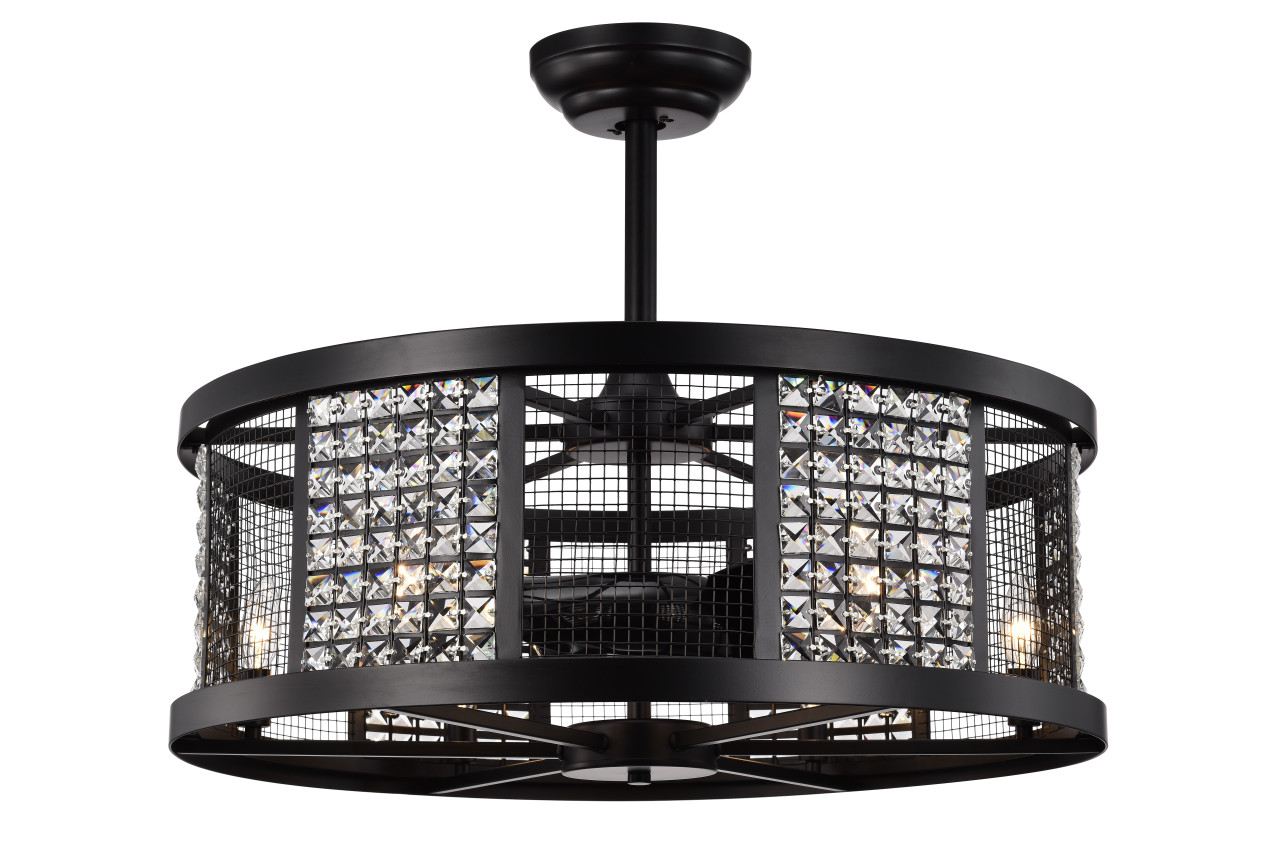 WAREHOUSE OF TIFFANY'S CFL-8490B/MB Hania 29 in. 6-Light Indoor Matte Black Finish Ceiling Fan with Light Kit