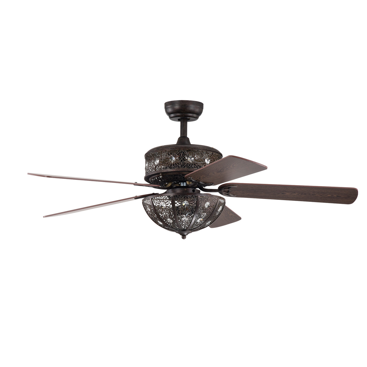 WAREHOUSE OF TIFFANY'S CFL-8448REMO/DR Milly 22 in. 6-Light Indoor Bronze Finish Remote Controlled Ceiling Fan with Light Kit