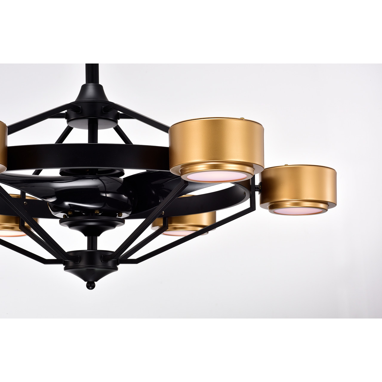 WAREHOUSE OF TIFFANY'S CFL-8495/MG Larissa 37 in. 6-Light Indoor Matte Black and Gold Finish Ceiling Fan with Light Kit