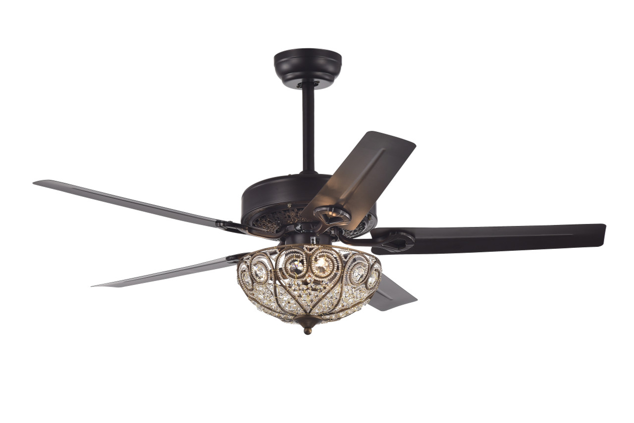 WAREHOUSE OF TIFFANY'S CFL-8111 Catalina 48 in. 3-Light Indoor Bronze Finish Hand Pull Chain Ceiling Fan with Light Kit