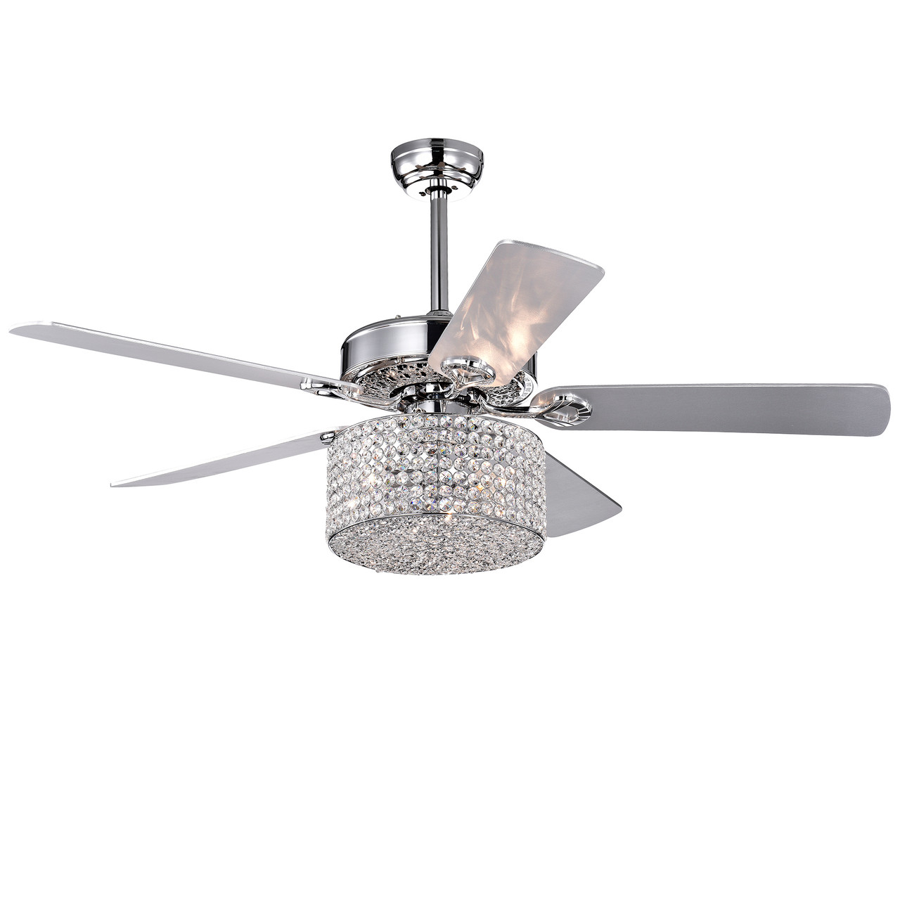 WAREHOUSE OF TIFFANY'S CFL-8409REMO/CH Rexen 52 in. 3-Light Indoor Chrome Finish Remote Controlled Ceiling Fan with Light Kit