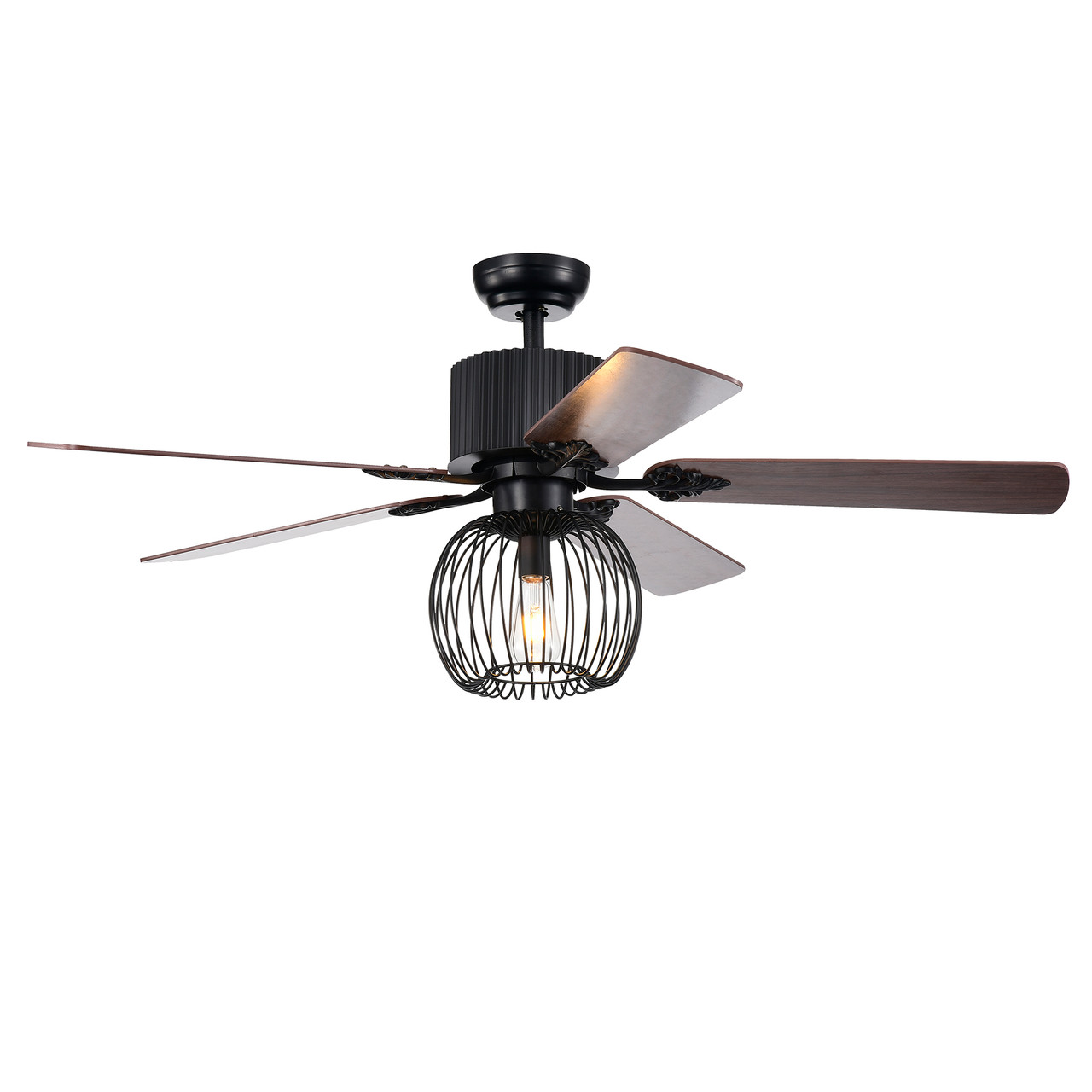 WAREHOUSE OF TIFFANY'S CFL-8388REMO/A Aguano 52 in. 1-Light Indoor Black Finish Remote Controlled Ceiling Fan with Light Kit