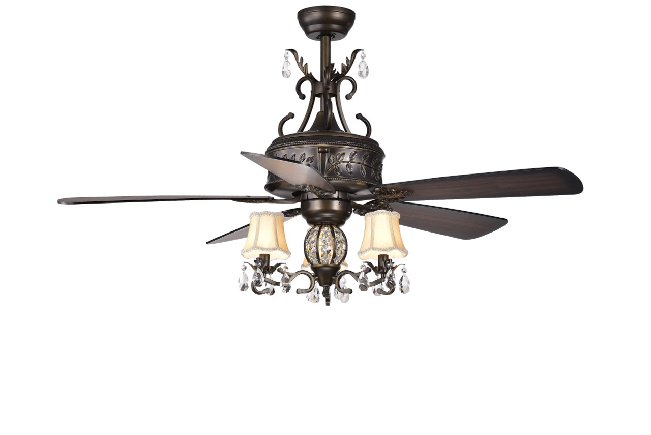 WAREHOUSE OF TIFFANY'S CFL-8211REMO/AB Firtha 52 in. 3-Light Indoor Bronze Finish Remote Controlled Ceiling Fan with Light Kit