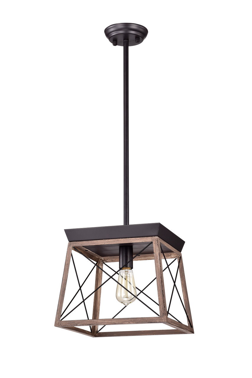 WAREHOUSE OF TIFFANY'S PD003-1IWG Celia 12 in. 1-Light Indoor Oil Rubbed Bronze Finish Pendant Light with Light Kit