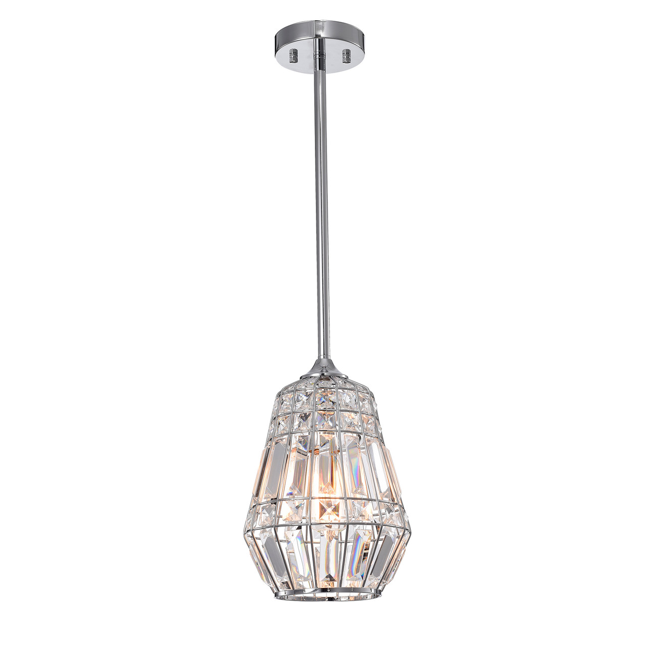WAREHOUSE OF TIFFANY'S HM115/1 Trazi 8.3 in. 1-Light Indoor Chrome Finish Pendant Lamp with Light Kit