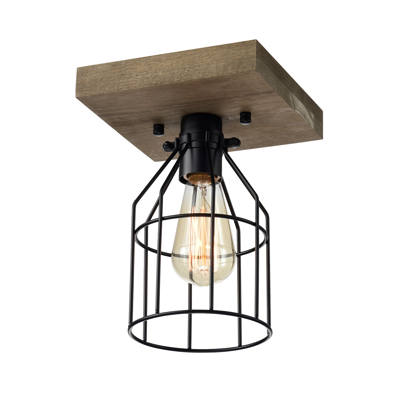 WAREHOUSE OF TIFFANY'S IMC469A/1IWG Koko 1-Light Wood and Metal Cage Flush Mount