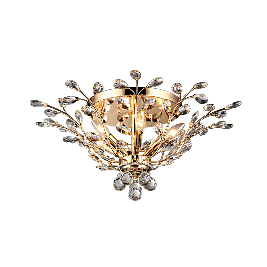 WAREHOUSE OF TIFFANY'S RL8024 Ava 6-light Gold 27-inch Crystal Flush Mount