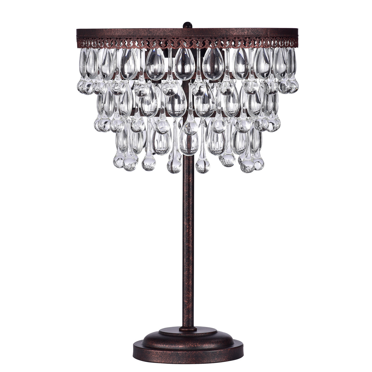 WAREHOUSE OF TIFFANY'S IMT30B/3AC Mageau Antique Copper 3-light Table Lamp with Crystals