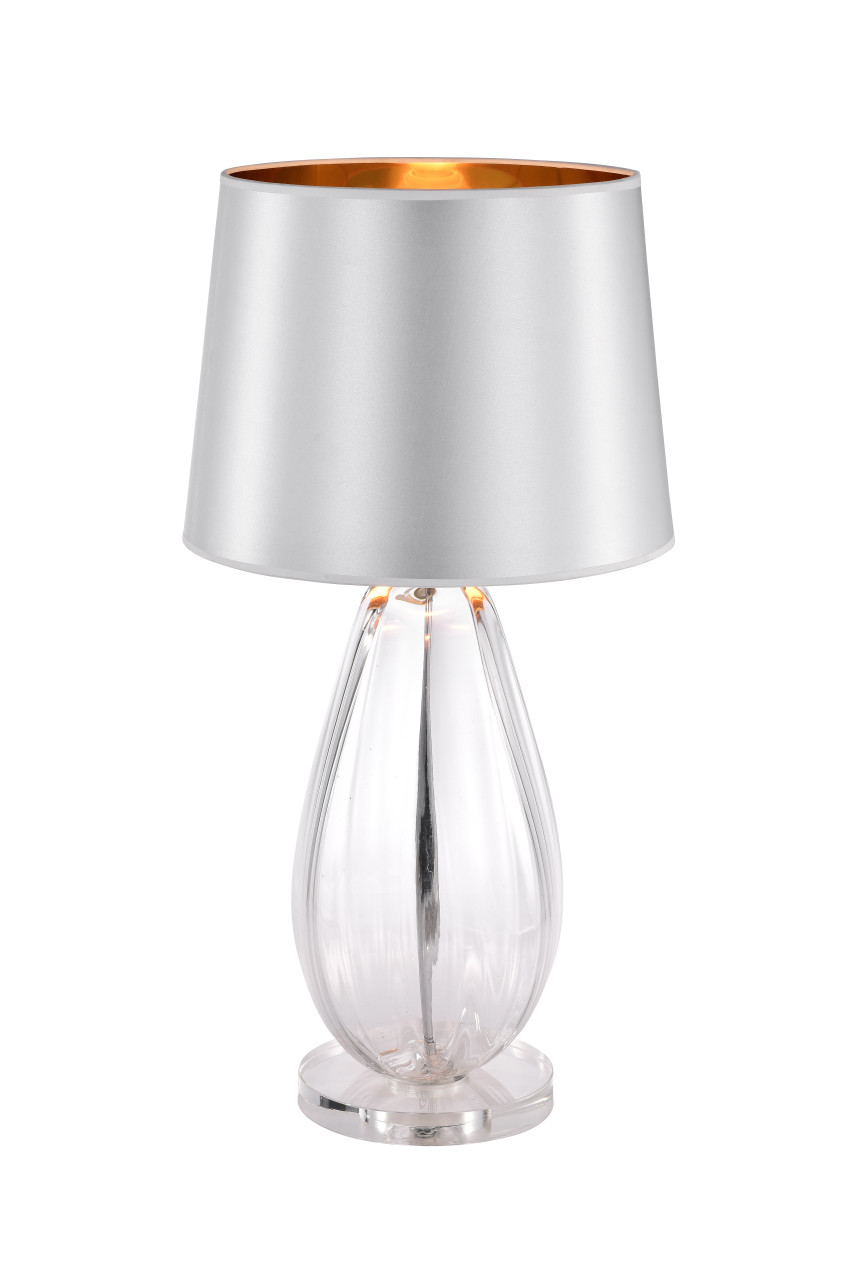 WAREHOUSE OF TIFFANY'S IMT565A/1 Keagan Chrome+Clear Crystal Base 1-Light Plastic Cone Shade Table Lamp