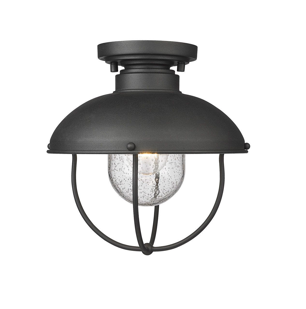 Z-LITE 590F-BK 1 Light Outdoor Flush Ceiling Mount Fixture, Black