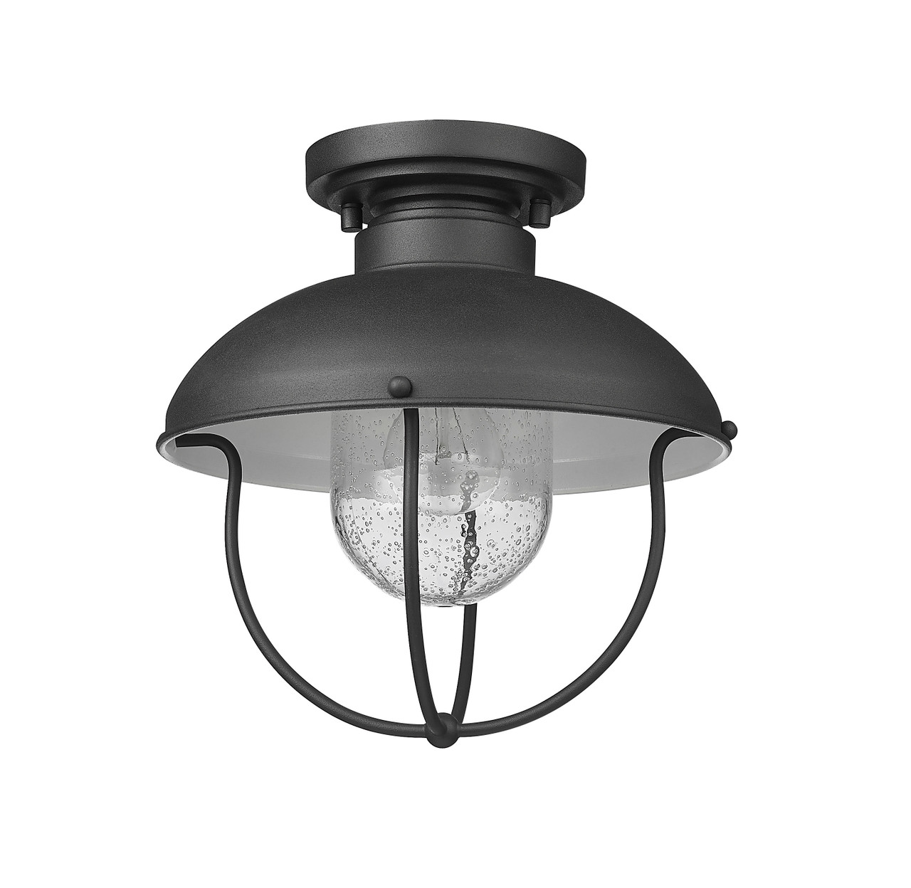 Z-LITE 590F-BK 1 Light Outdoor Flush Ceiling Mount Fixture, Black