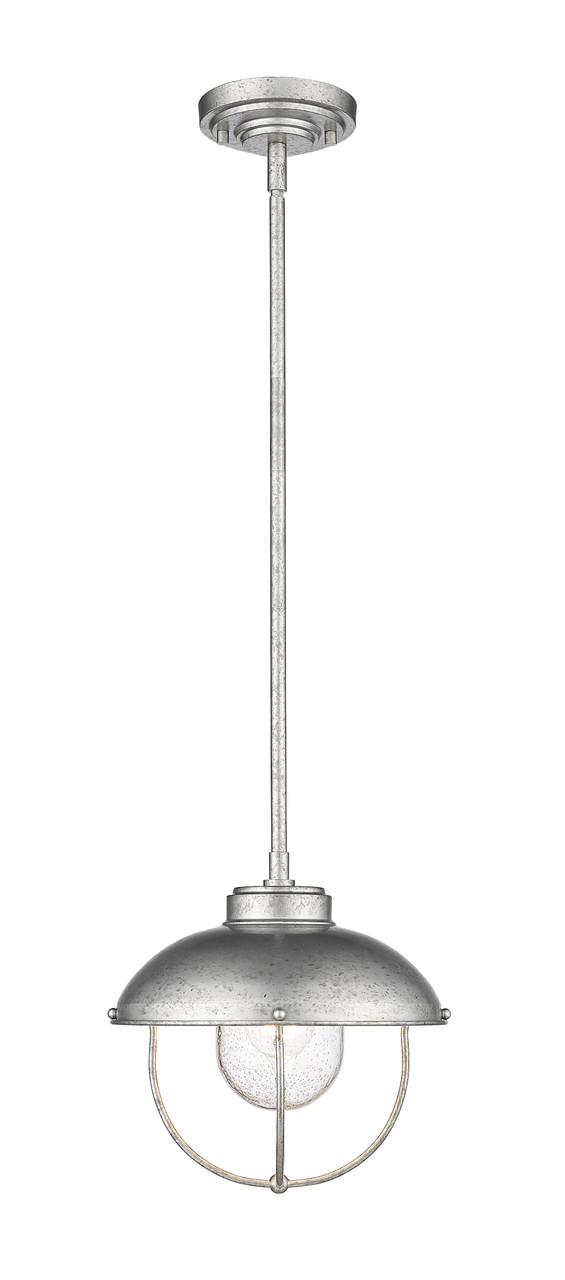 Z-LITE 590P-GV 1 Light Outdoor Pendant, Galvanized